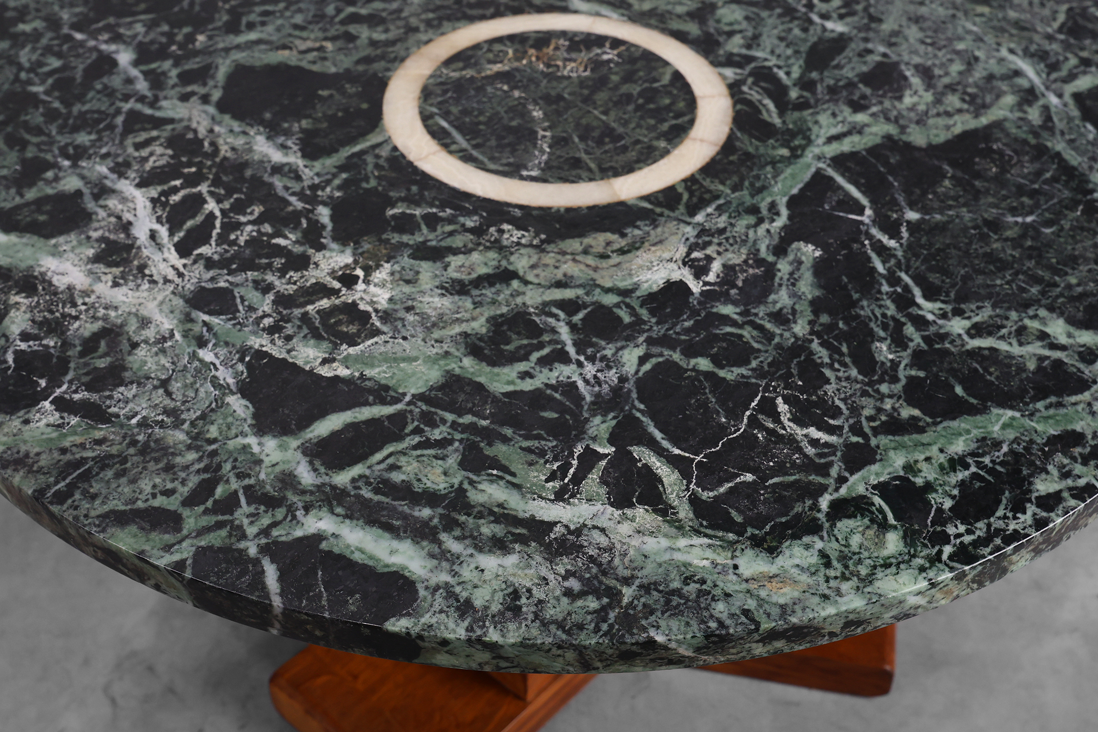 Art Deco Oak and Green Marble Coffee Table, France, 1920thumbnail